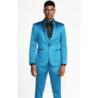 Tiffany Blue Slim Fit Suit with Matching Vest