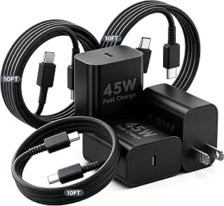 45W Fast Charger USB C Port 3-Pack with 10FT Cords for Samsung Devices — Fast Charger Usb C