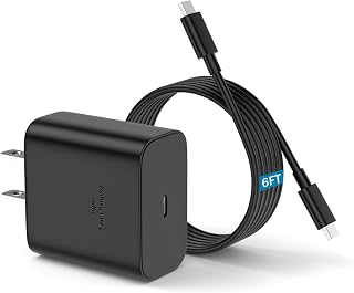 Chargeur rapide USB C 45W pour appareils Samsung avec câble de 6 pieds