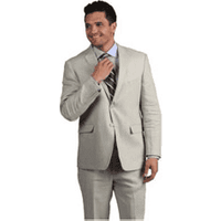 Mens Tan Linen Suit with Notched Lapel and Two-Button Closure — Mens Suits & Blazers