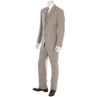 Mens Tan Linen Suit with Notched Lapel and Two-Button Closure — Mens Suits & Blazers