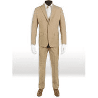 Mens Tan Linen Suit with Notched Lapel and Two-Button Closure — Mens Suits & Blazers
