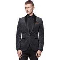 AlbertoNardoniStore Allen-101 Black Men's Suit with Bow Tie