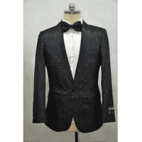 AlbertoNardoniStore Allen-101 Noir Costume pour Hommes avec Noeud Papillon — Accessoires de mode