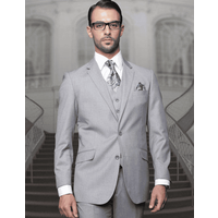 Alberto Nardoni Men's Regular Fit Wool Suit - Grey Pleated Pants — Mens Suits & Blazers