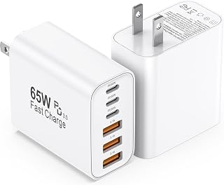 USB C Charger Block 2 Pack 65W 6 Port Wall Charger