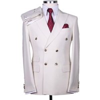 Alberto Nardoni Men's Modern Fit Double Breasted Wool Suit White — Mens Suits & Blazers