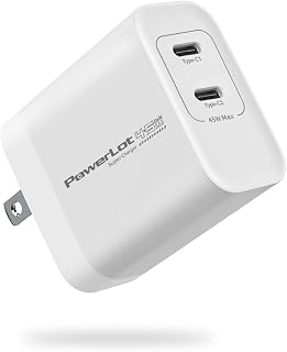 PowerLot 45W 2-Port USB C Charger Block, GaN Wall Charger