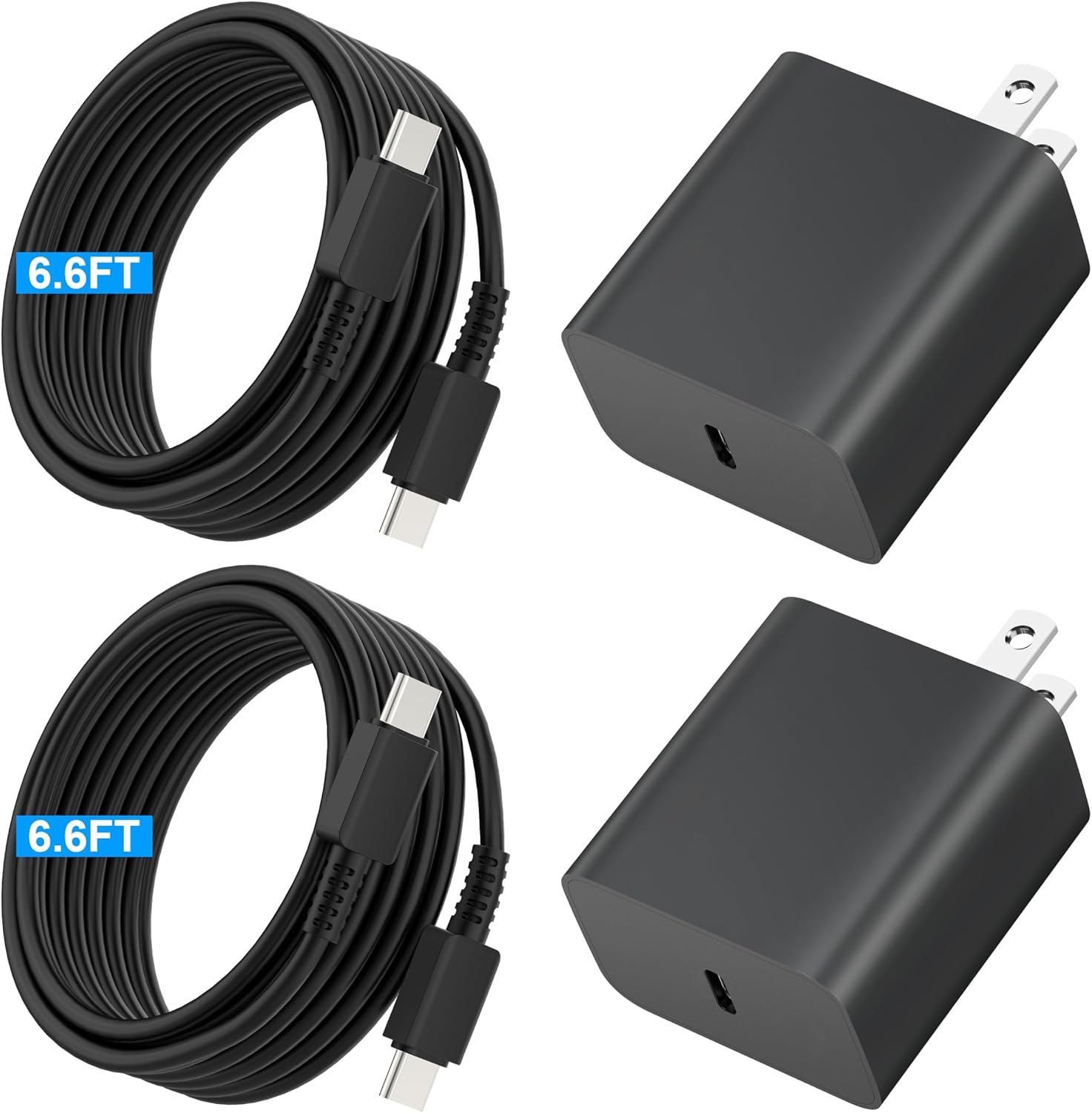 Bloc de Charge USB C 2 Paquet 45W Chargeur Rapide avec Câble de 6,6 Pi — Chargeur Rapide Usb C