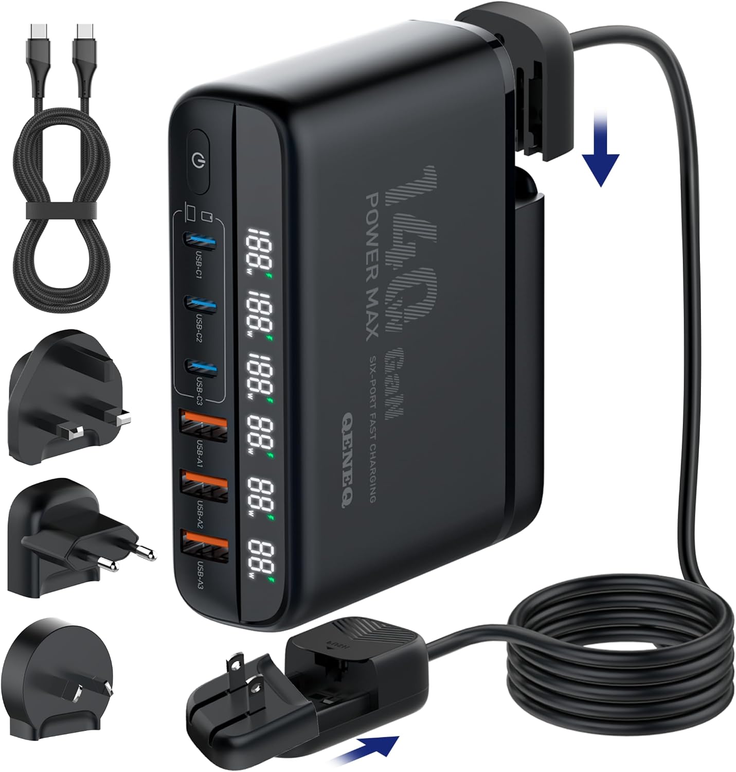 Bloc de Chargeur USB C GaN 140W Station de Charge Rapide 6 Ports — Chargeur Rapide Usb C