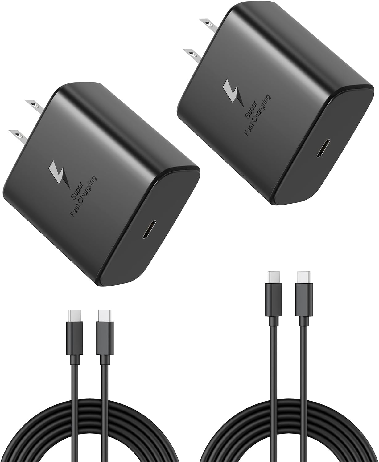 Chargeur Rapide USB C 45W 2-Pack avec Câbles de 10FT pour Samsung et iPhone — Chargeur Rapide Usb C