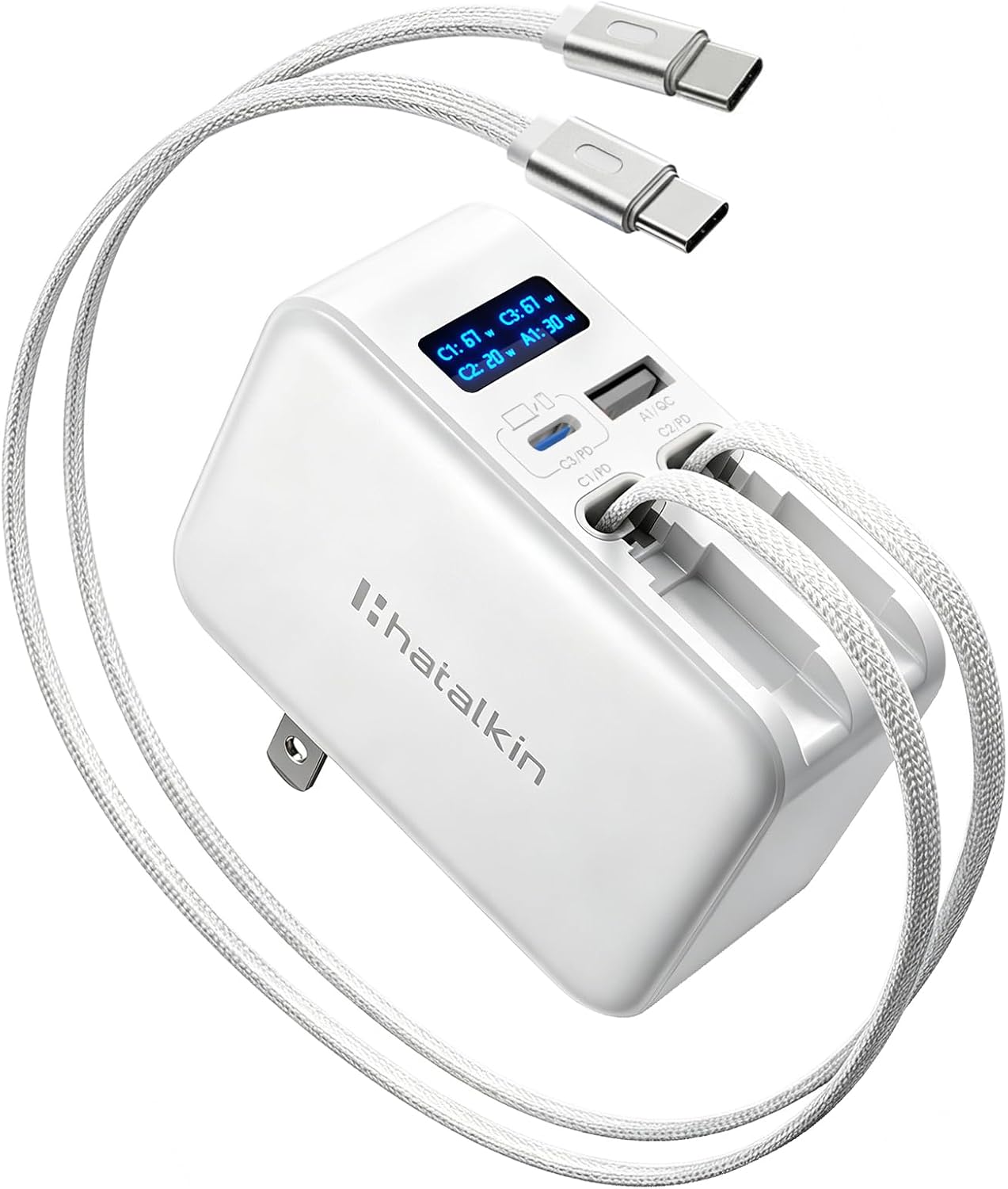 Chargeur Rétractable 67W 4 en 1 avec Câble USB-C Double — Chargeur Rapide Usb C