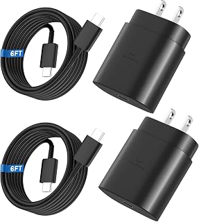 USB C Charger 2 Pack 25W Fast Charging with 6FT Cable