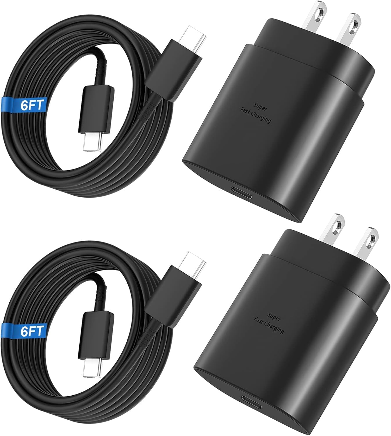 Chargeur USB C 2 Pack 25W Charge Rapide avec Câble de 6FT — Chargeur Rapide Usb C