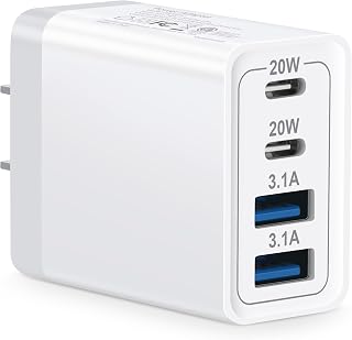 40W 4-Port USB C Wall Charger for iPhone and Galaxy Devices