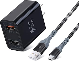 QC 3.0 Fast Charger 30W Dual Port with 6FT USB C Cable