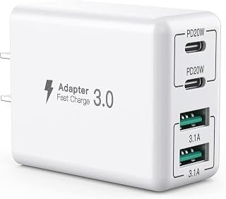 40W 4-Port USB C Charger Block with Dual Port PD and QC