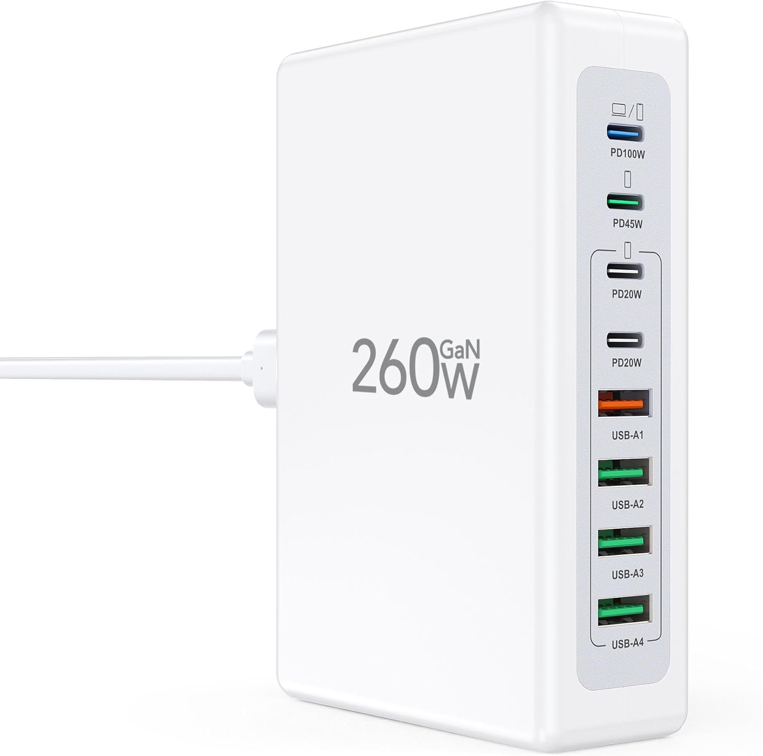 Bloc de charge USB C 260W, station de charge rapide à 8 ports — Chargeur Rapide Usb C