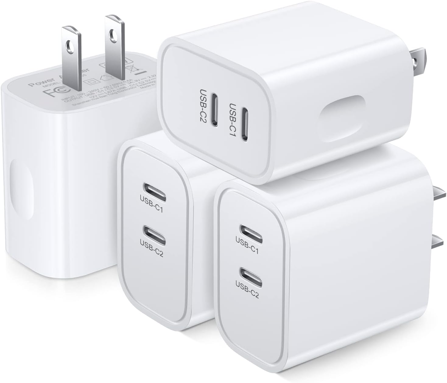 USB C Charger Block 4-Pack Dual Port Fast Charging for iPhone — Fast Charger Usb C