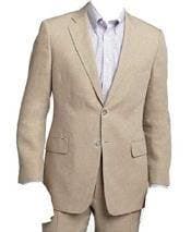 Beige Big and Tall Linen Suit