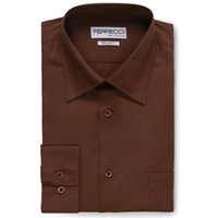 Alberto Nardoni Men's Dress Shirt - Brown Two Tone Solid — Mens Dress Shirts