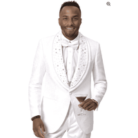 White and Silver Tuxedo with Bowtie and White Pants