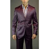 Alberto Nardoni Men's Burgundy Slim Fit Two Button Suit — Mens Suits & Blazers