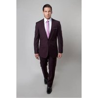 Costume Slim Fit Bourgogne à Deux Boutons pour Hommes Alberto Nardoni — Costumes et vestons pour hommes