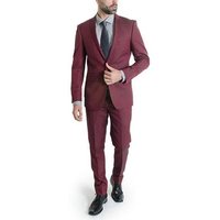 Veste de costume ajustée bordeaux à deux boutons pour homme Alberto Nardoni — Costumes et vestons pour hommes