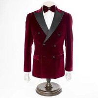 Mens Double Breasted Velvet Blazer - Black — Mens Suits & Blazers