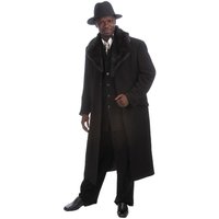 Hommes Longueur du plancher Manteau noir Manteau