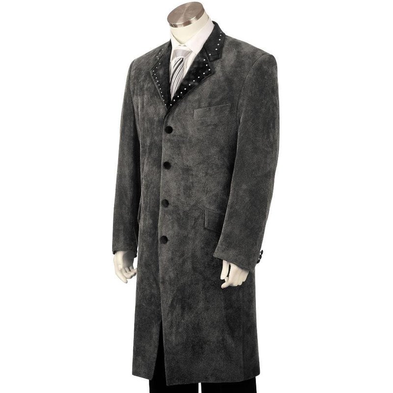 Hommes Longueur du plancher Manteau gris Manteau — Accessoires de mode