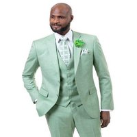 Men's Sage Green Suit with Matching Vest — Mens Suits & Blazers