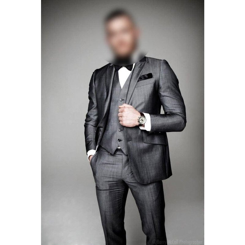 Costume Gris Conor McGregor avec Gilet Assorti — Costumes et vestons pour hommes