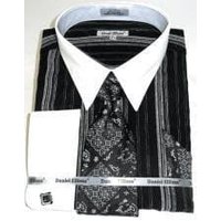 Alberto Nardoni Men's Black Striped Dress Shirt