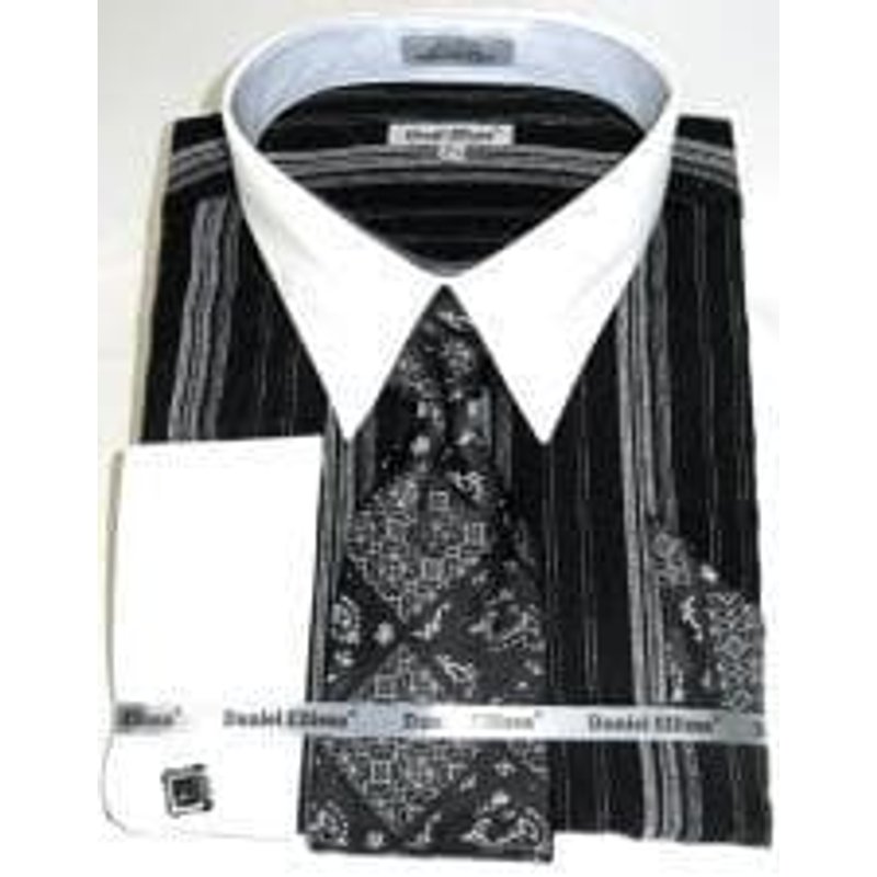 Hommes Chemise rayée noir chemise — Chemises habillées pour hommes