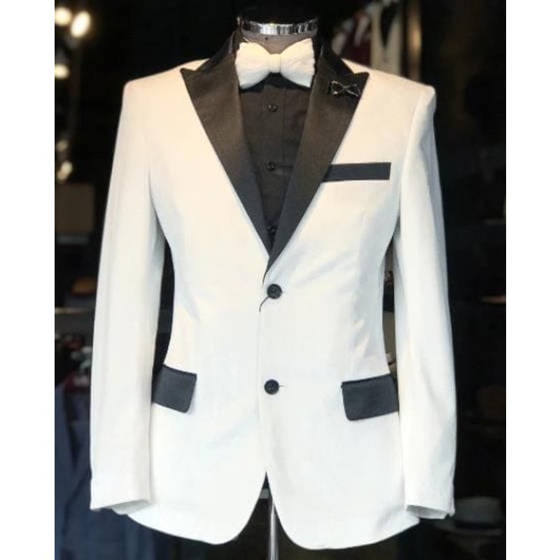 Velvet Tuxedo Dinner Jacket in White — Mens Suits & Blazers