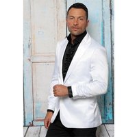 Men's White Satin Solid Blazer — Mens Suits & Blazers