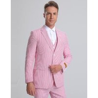 Costume Tuxedo Rayé Rouge en Seersucker - Alberto Nardoni Store — Costumes et vestons pour hommes