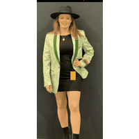 Blazer Tuxedo Émeraude Vert et Or en Sequin
