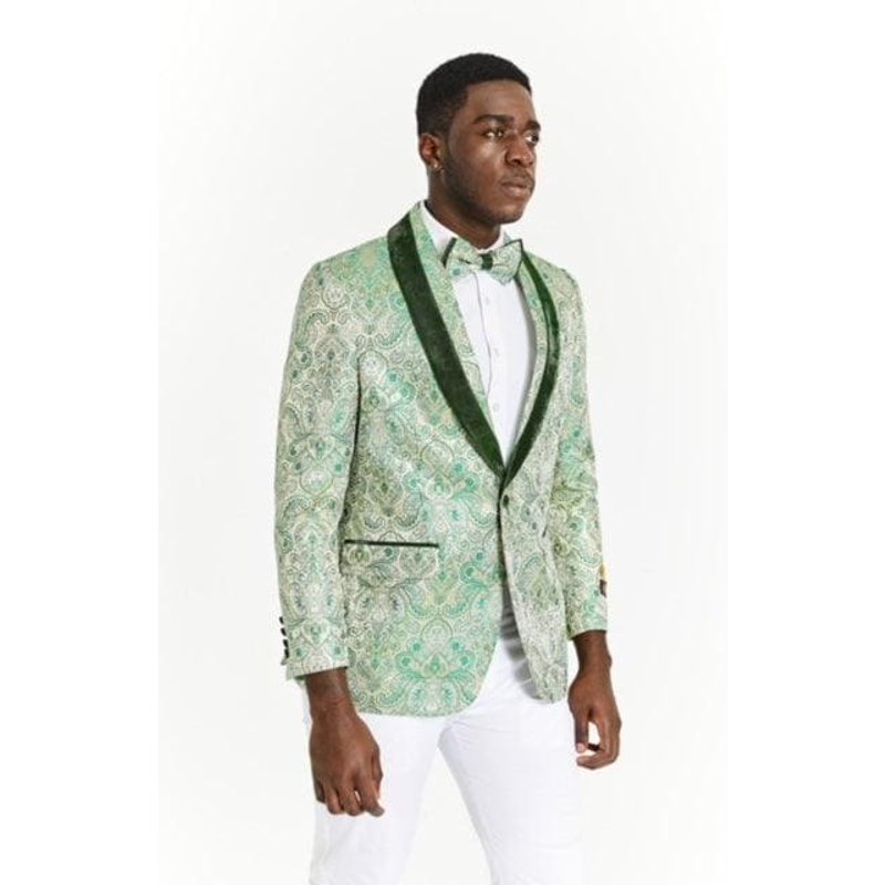 Emerald Green and Gold Tuxedo Blazer — Mens Suits & Blazers