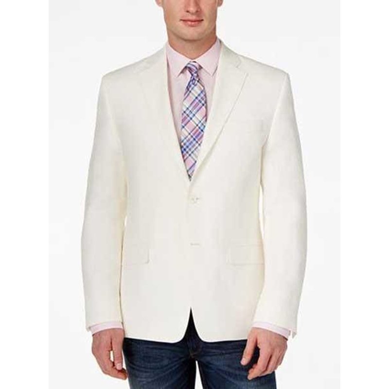 Blazer en lin pour hommes grands et grands Alberto Nardoni blanc — Costumes et vestons pour hommes