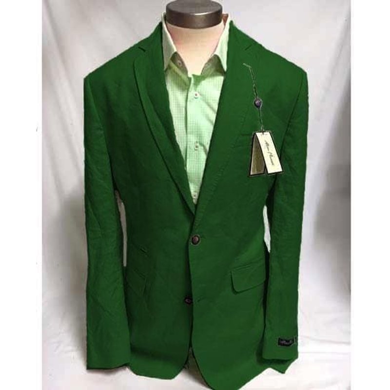 Blazer en lin pour hommes grande taille vert chasseur — Costumes et vestons pour hommes