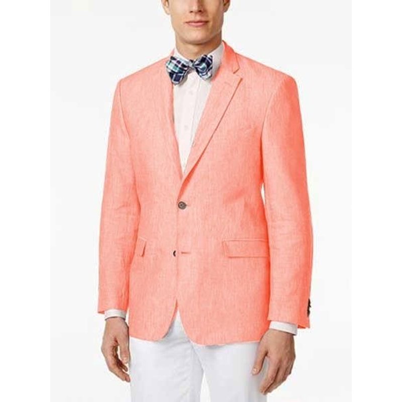 Blazer en lin pour hommes grande taille en saumon — Costumes et vestons pour hommes