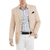 Blazer en lin beige pour hommes grandes tailles