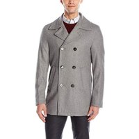 AlbertoNardoniStore Men's Light Grey Wool Peacoat with Pockets — Winter Jacket Men