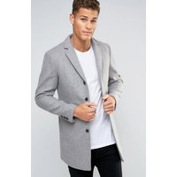 Men's Light Grey and Wine Three Button Wool Peacoat — Winter Jacket Men