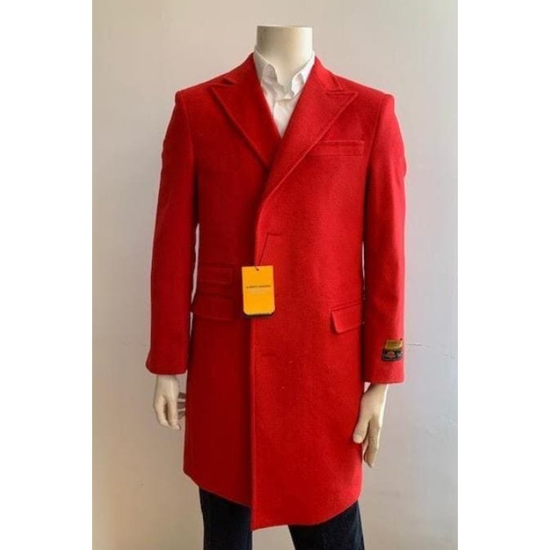 Men's Overcoat - Peak Lapel 1920s Style - Red Car Coat — Winter Jacket Men