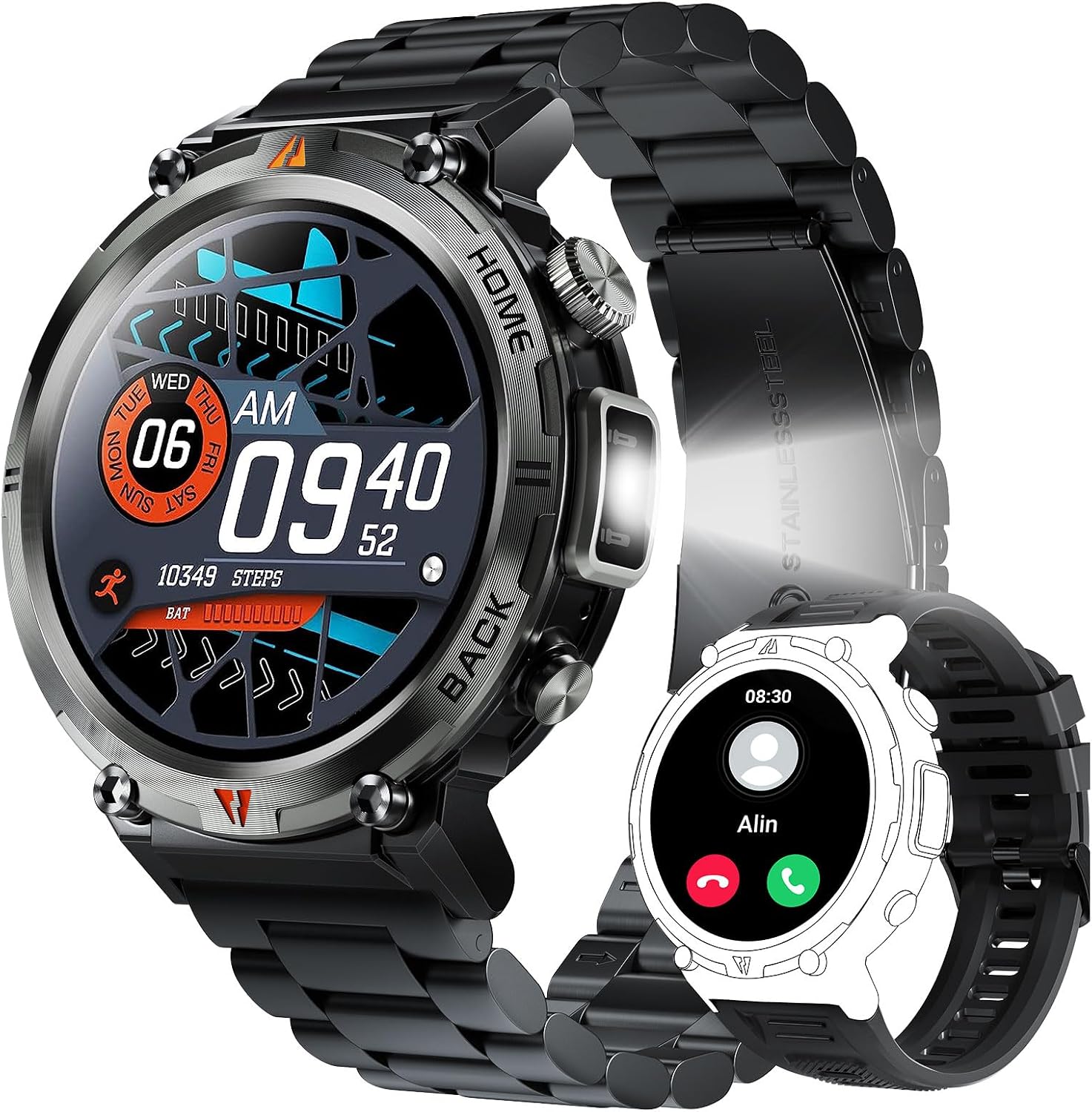 Montre intelligente militaire pour hommes avec écran HD de 1,45" et étanchéité 3ATM — Montres intelligentes hommes
