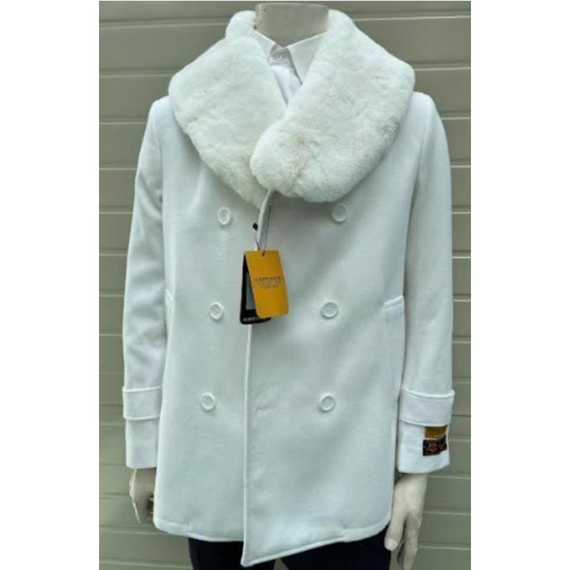 Peacoat pour hommes avec col en fourrure AlbertoNardoniStore — Veste d'hiver Hommes